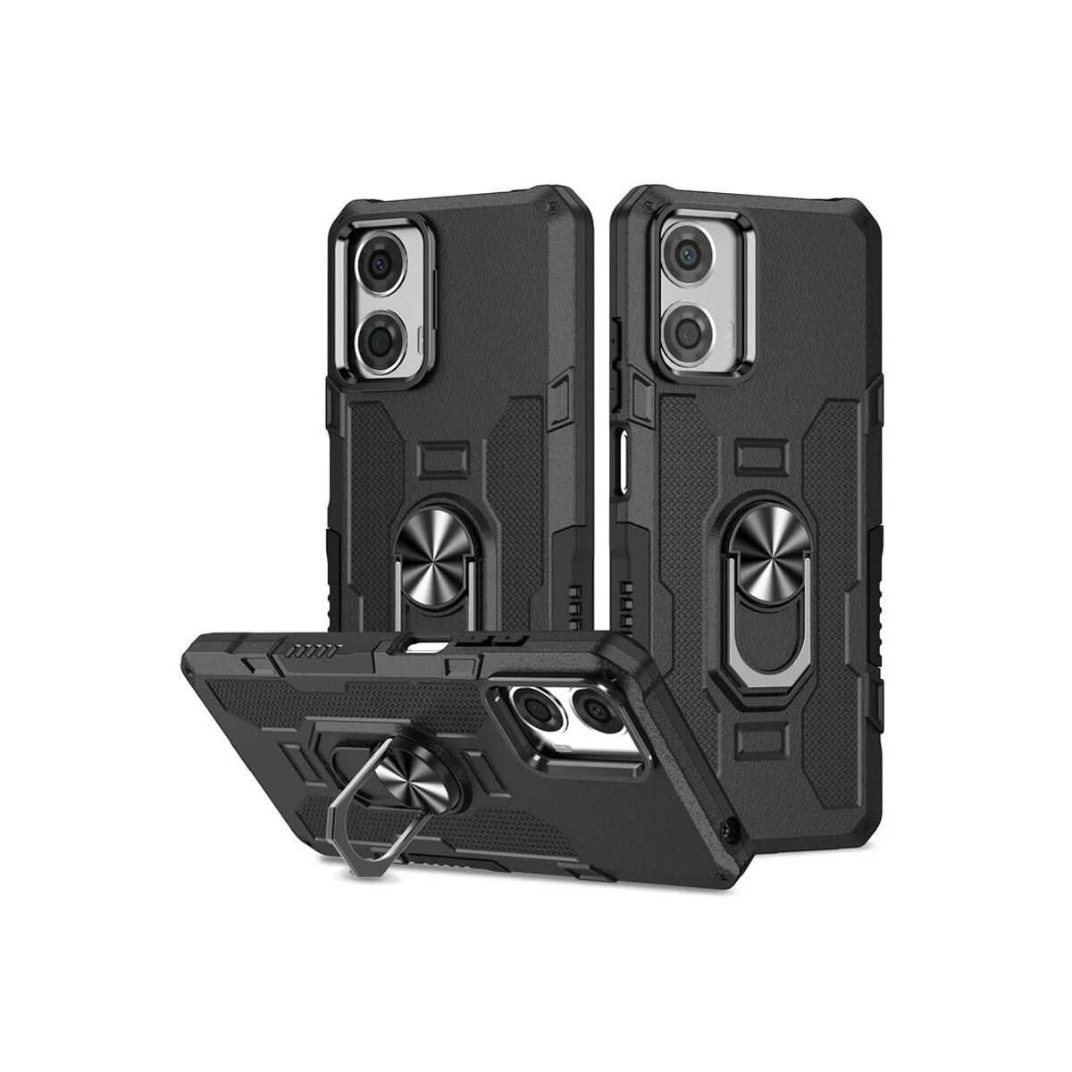 Protector para Motorola Moto G04 con soporte color negro 