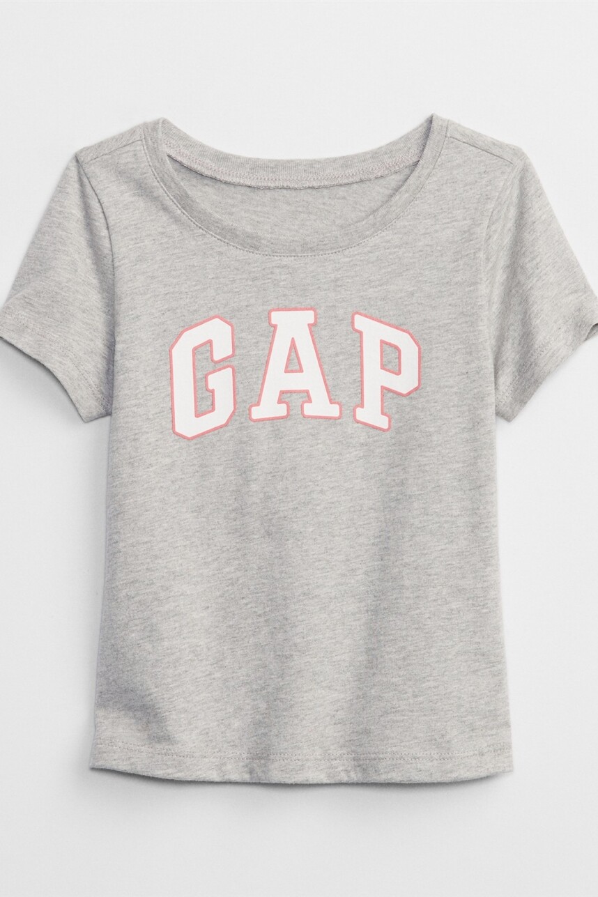 Remera Logo Gap Manga Corta Toddler Niña Light Heather Grey B08
