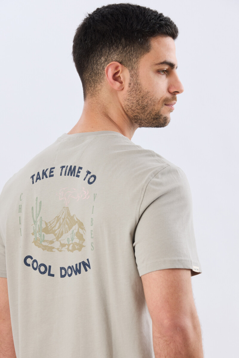 REMERA ESTAMPADA DE ALGODÓN - Khaki 