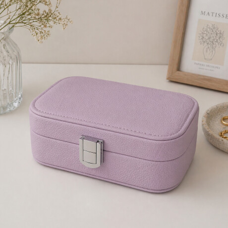 Joyero con espejo y hebilla - Chico 15x10x5cm Lila