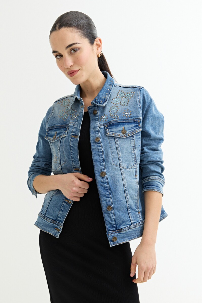 Chaqueta con apliques - Jean medio 
