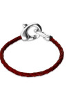 PULSERA DE CUERO ROJO CON MOSQUETÓN ENTRELAZADO BAÑADO EN PLATA Pulsera
