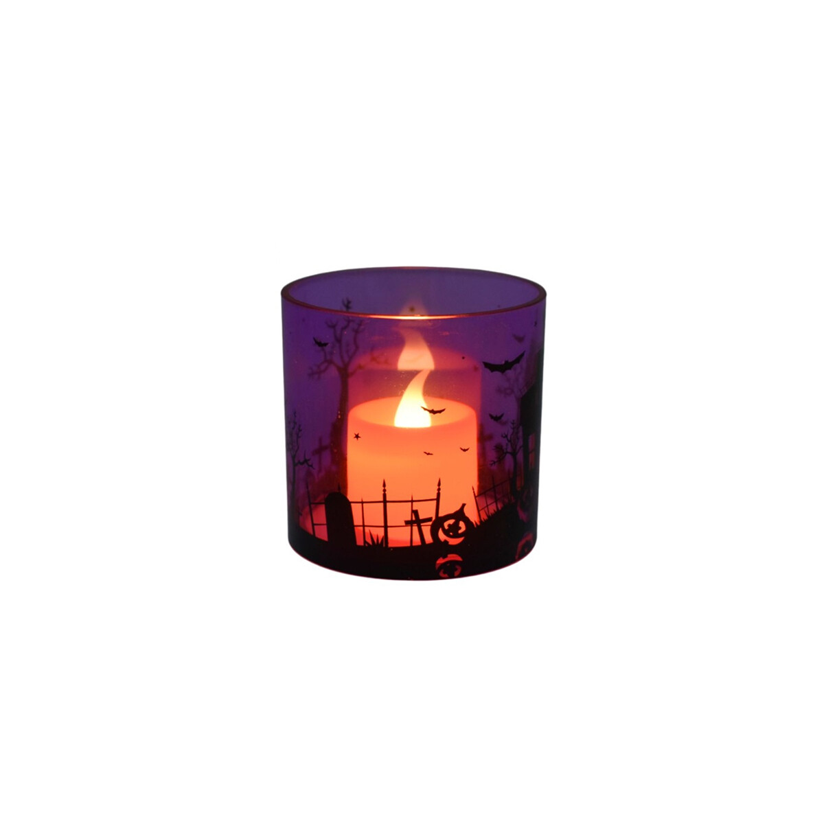 Vasos portavelas Halloween con luces LED Halloween - Violeta 