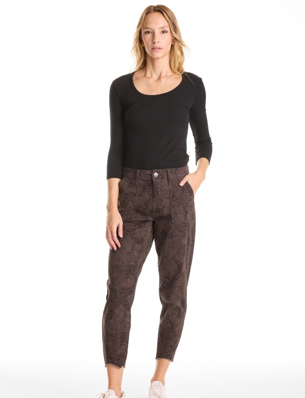 Pantalon Crop & Desflecado GRIS/MULTI