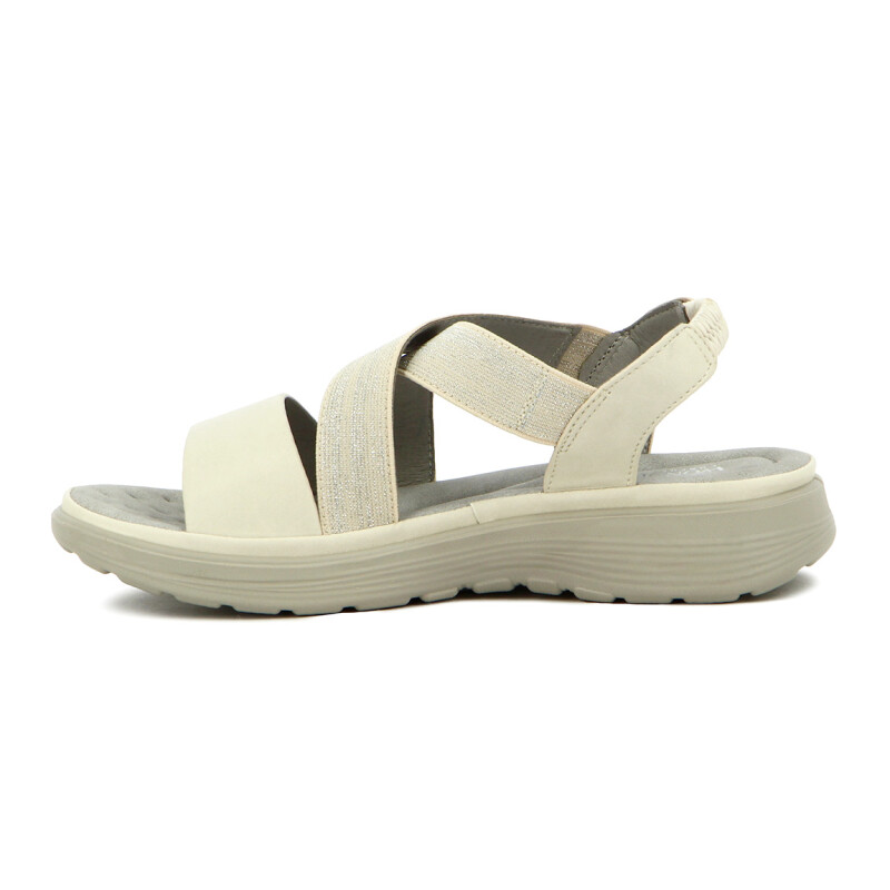 Wonder Sandalia Dama Confort Tiras Cruzada C/ Elastico Beige