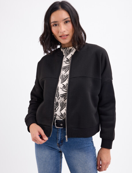 Campera felpa bomber negro