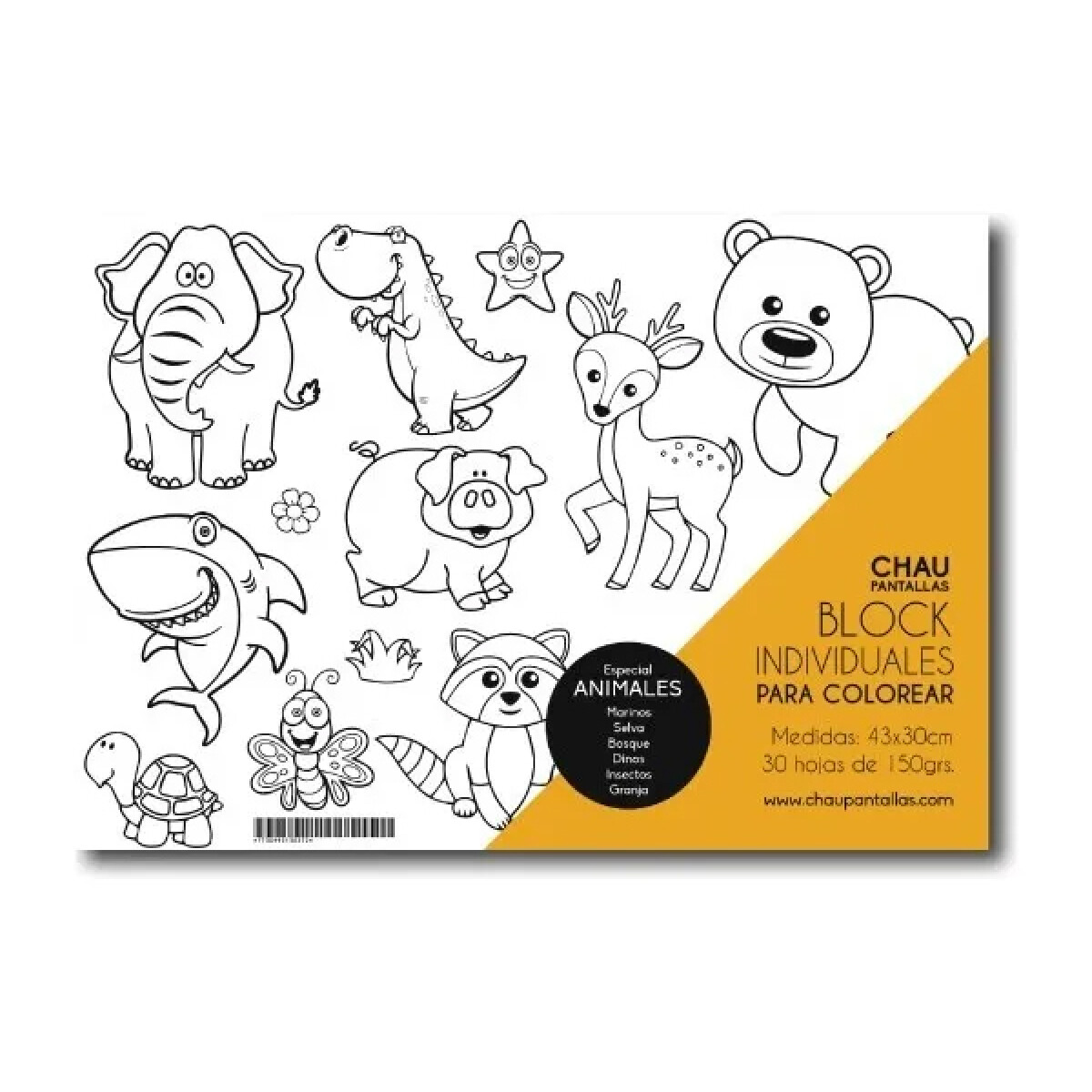 Block para Colorear Chau Pantalla - Animales 