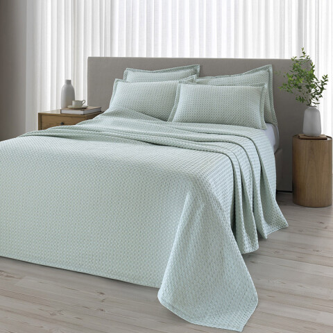 Juego Colcha y Funda Dohler Provenza Queen 100% Microfibra VERDE AGUA