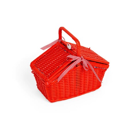 Juego Tazas de Té Canasta mimbre roja