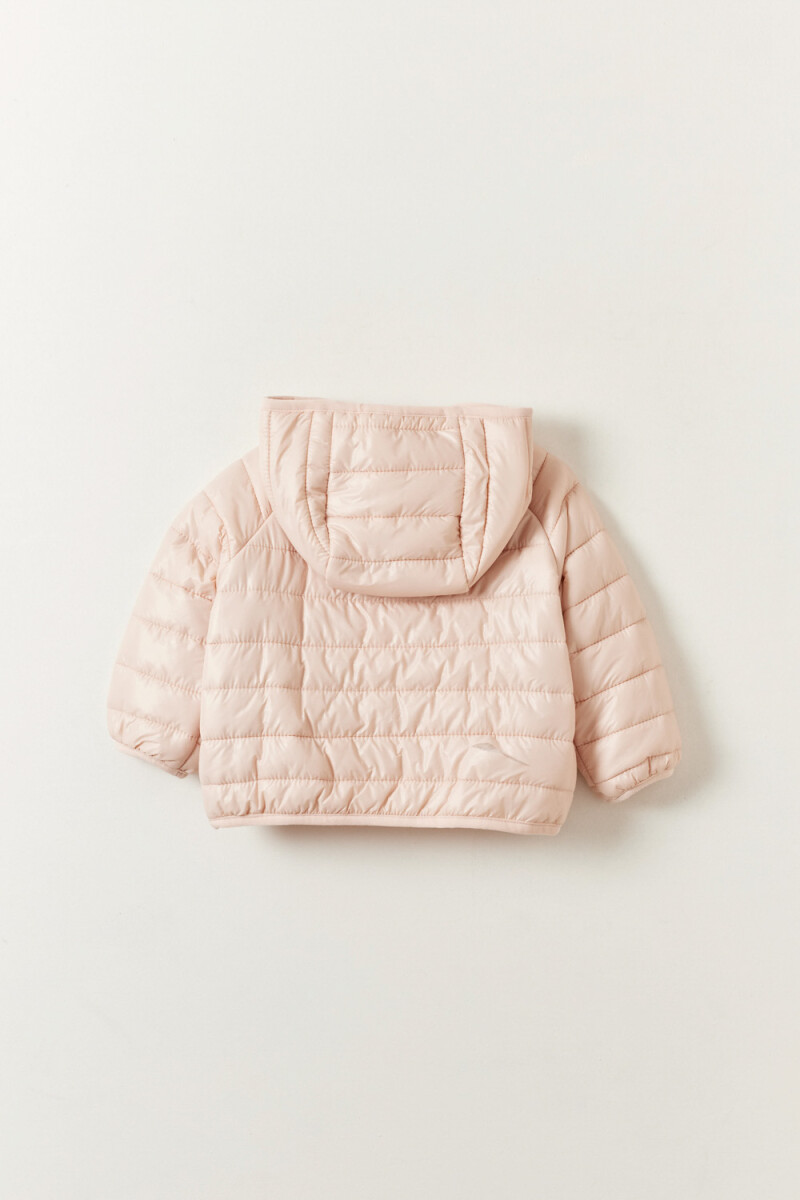 Campera abrigo capitoneada capucha Rosa