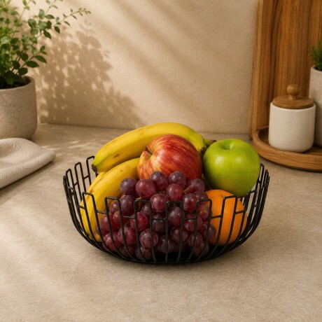 Frutero De Mesa Metálico Negro Ø 27cm x Alto 10cm Frutero De Mesa Metálico Negro Ø 27cm x Alto 10cm