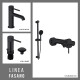 Juego Completo De Griferia Incluye Lavatorio Bajo,Bidet Y Ducha Exterior NEGRO