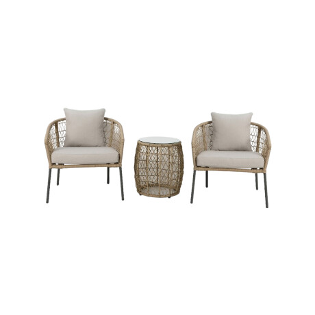 Juego De Jardin Rattan Lumax Exterior 2 Sillones + Mesa Beige