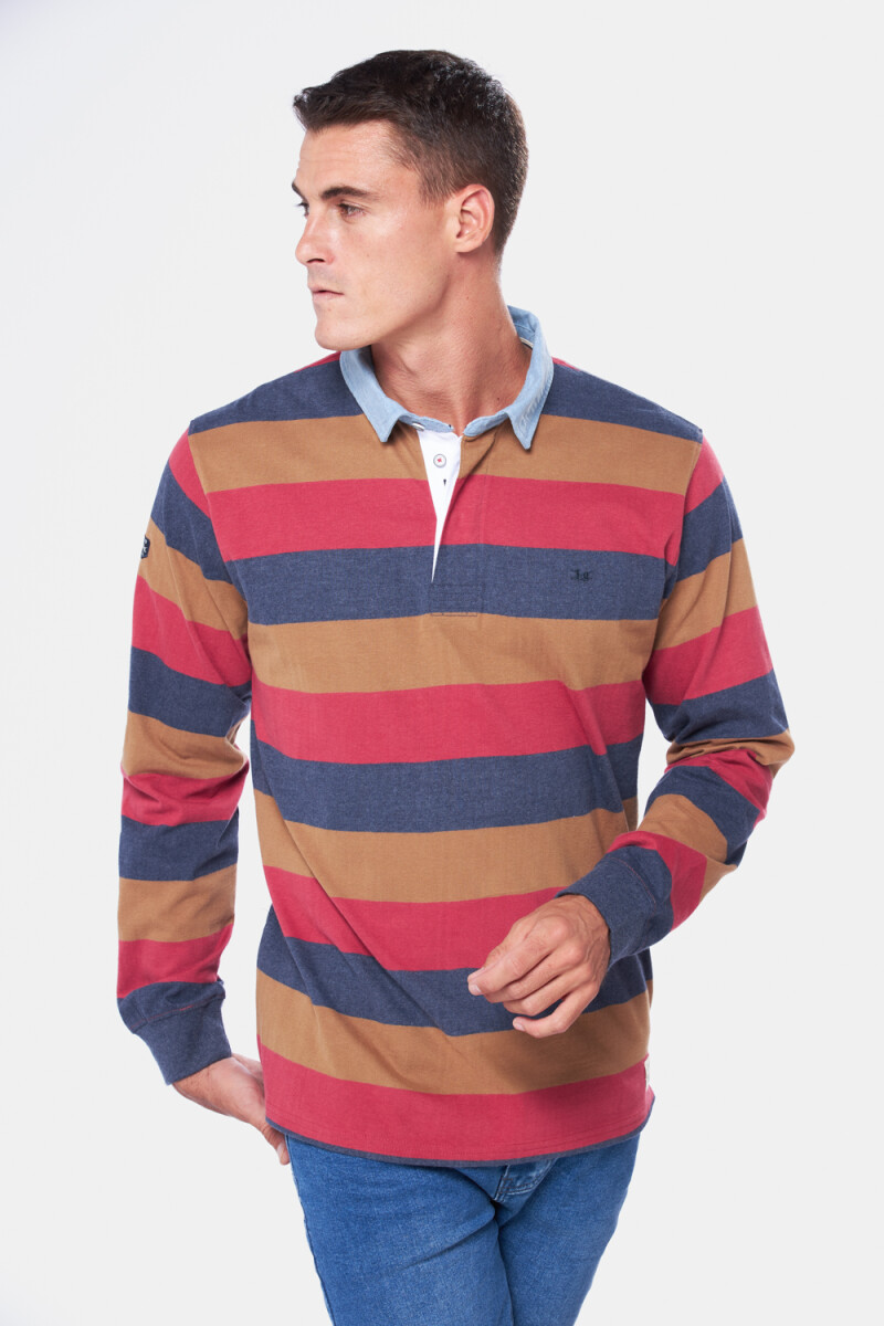 REMERA POLO RAYADA - Ladrillo 