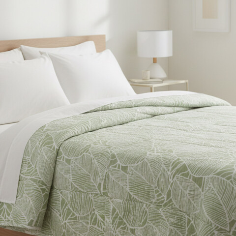 Acolchado 2 Plazas Home Class 100% Microfibra D 660 HOJA VERD