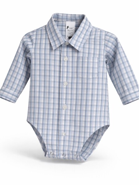Camisa Body Cuadrille celeste y blanco