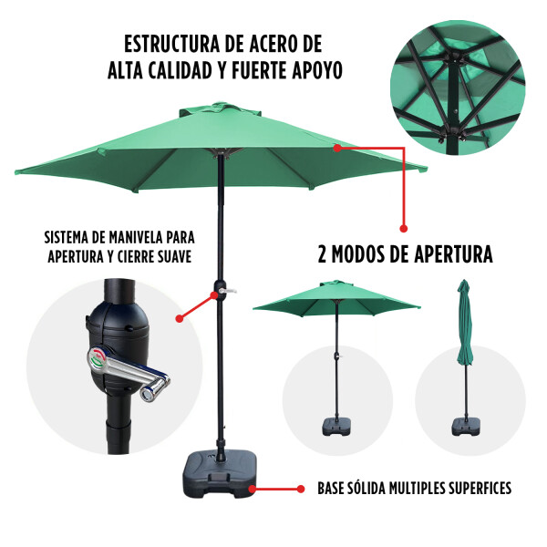 Combo Sombrilla Reforzada Verde + Base Rellenable Imback Combo Sombrilla Reforzada Verde + Base Rellenable Imback
