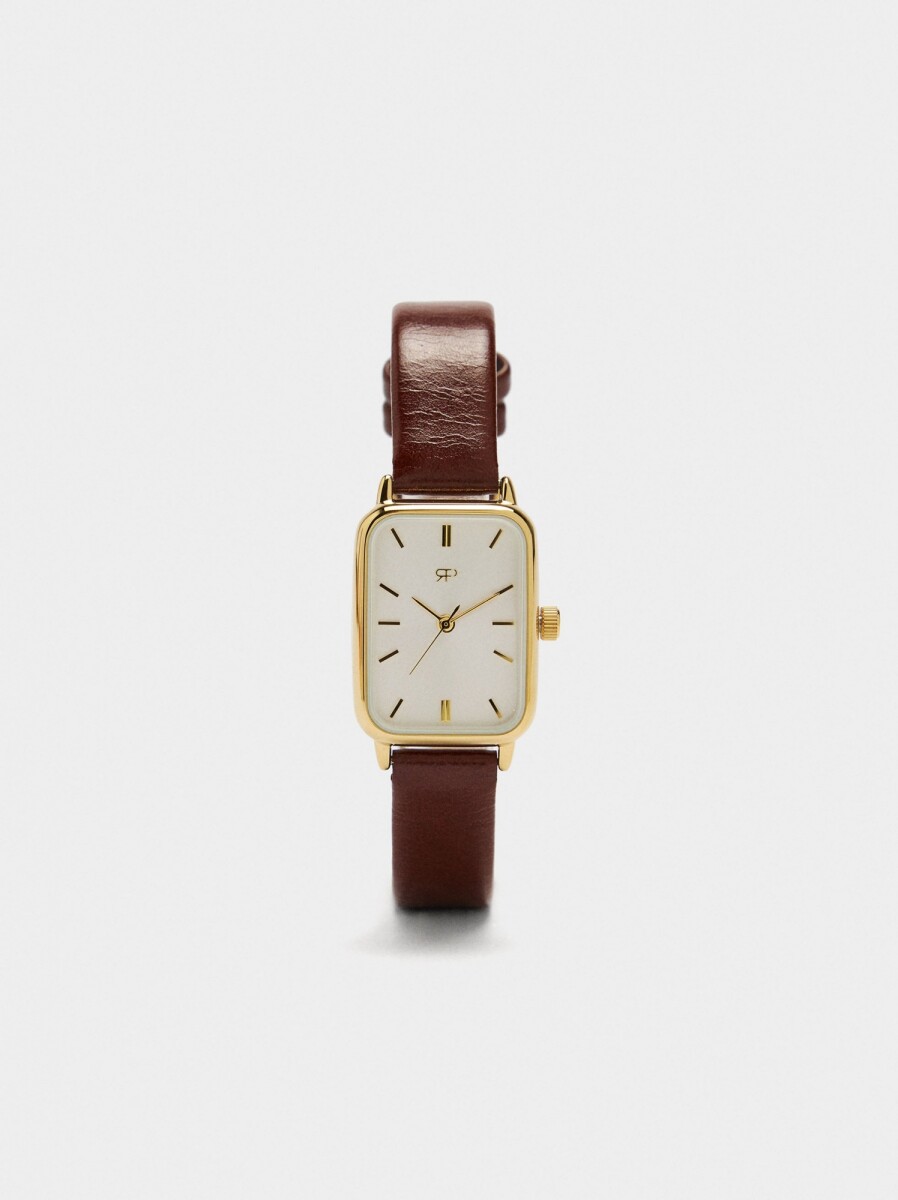 Reloj Cuadrado Pulsera Com Textura - marron 