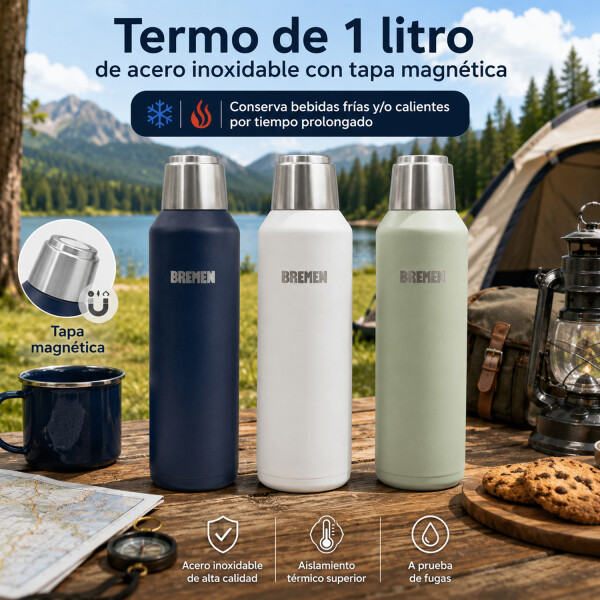 Termo Bremen Acero Inoxidable 1l Tapa Magnética VERDE