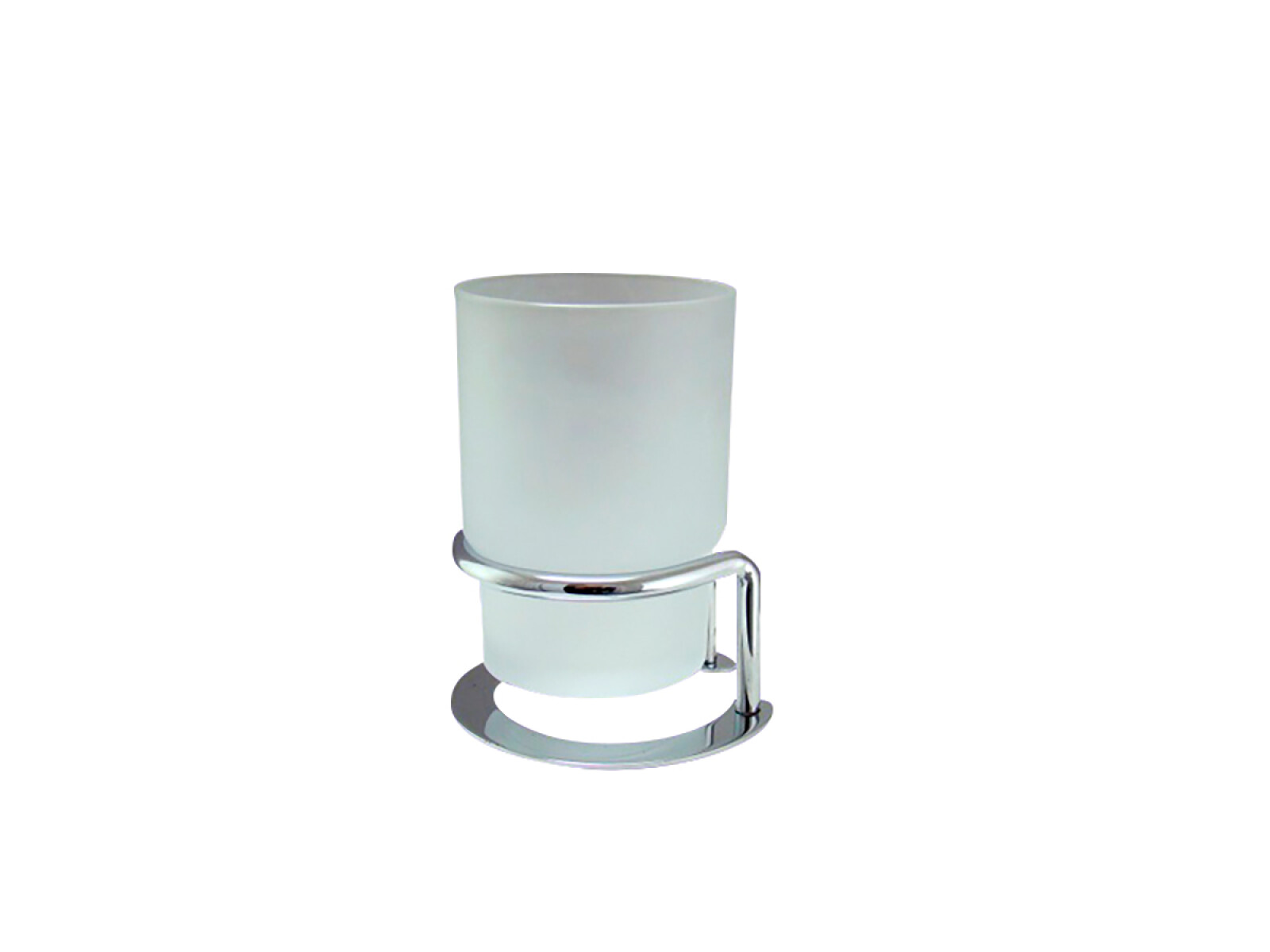 Vaso Vidrio Con Soporte Metal Brillo Cromo De Baño 