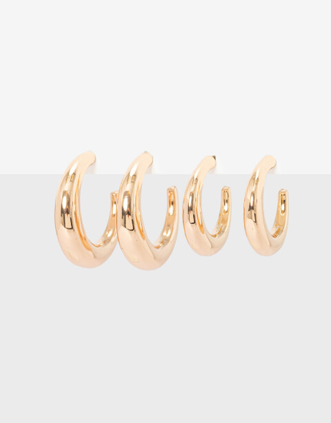 Aros Argollas Set Metal Set De Argollas De Metal Bold De La Línea Stay Golden. - Dorado