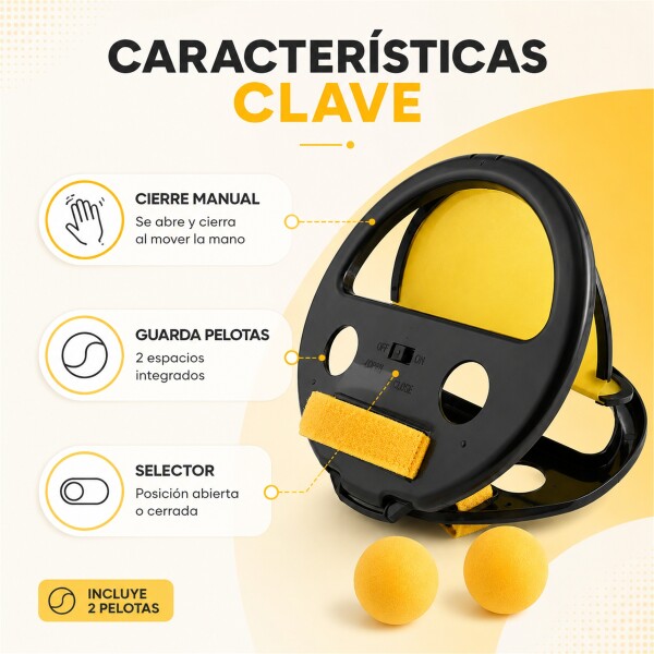 Raqueta Lanza y Atrapa Pelota con 2 Bolas Negro 1