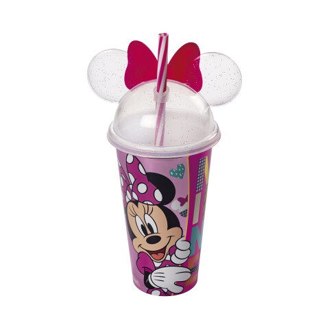 Vaso Plástico Milk Shake con Forma y Pajita Minnie 500 ml U