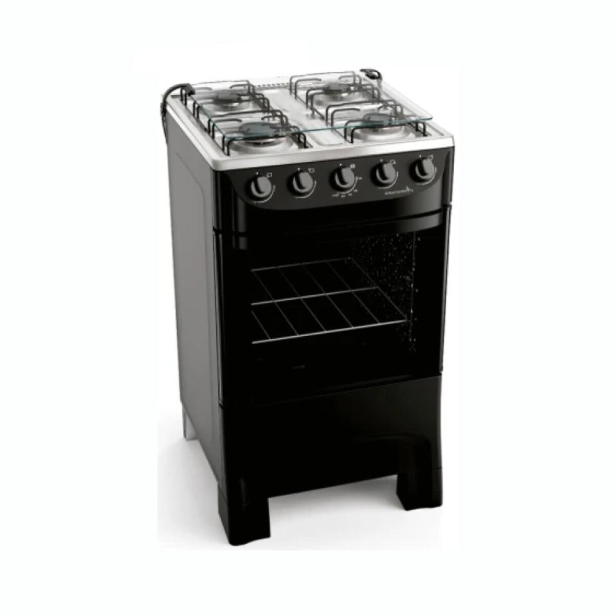 Cocina TEM Aniversario A Gas Cuatro Hornallas Tapa De Vidrio Templado - Negra 