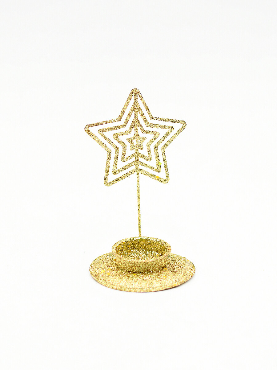 SOPORTE PARA VELA GLITTER ESTRELLA - DORADO 
