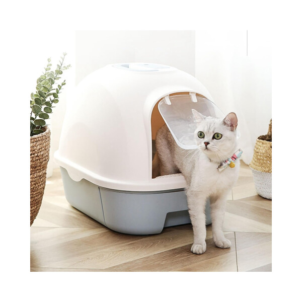 Baño Para Gato Sanitario Cerrado Bandeja Extraible Arenero Variante Color Marron Claro