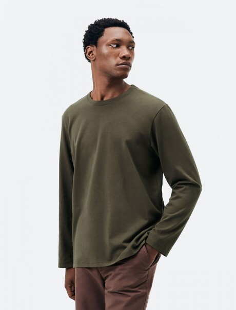 CAMISETA BÁSICA DE ALGODÓN VERDE OSCURO