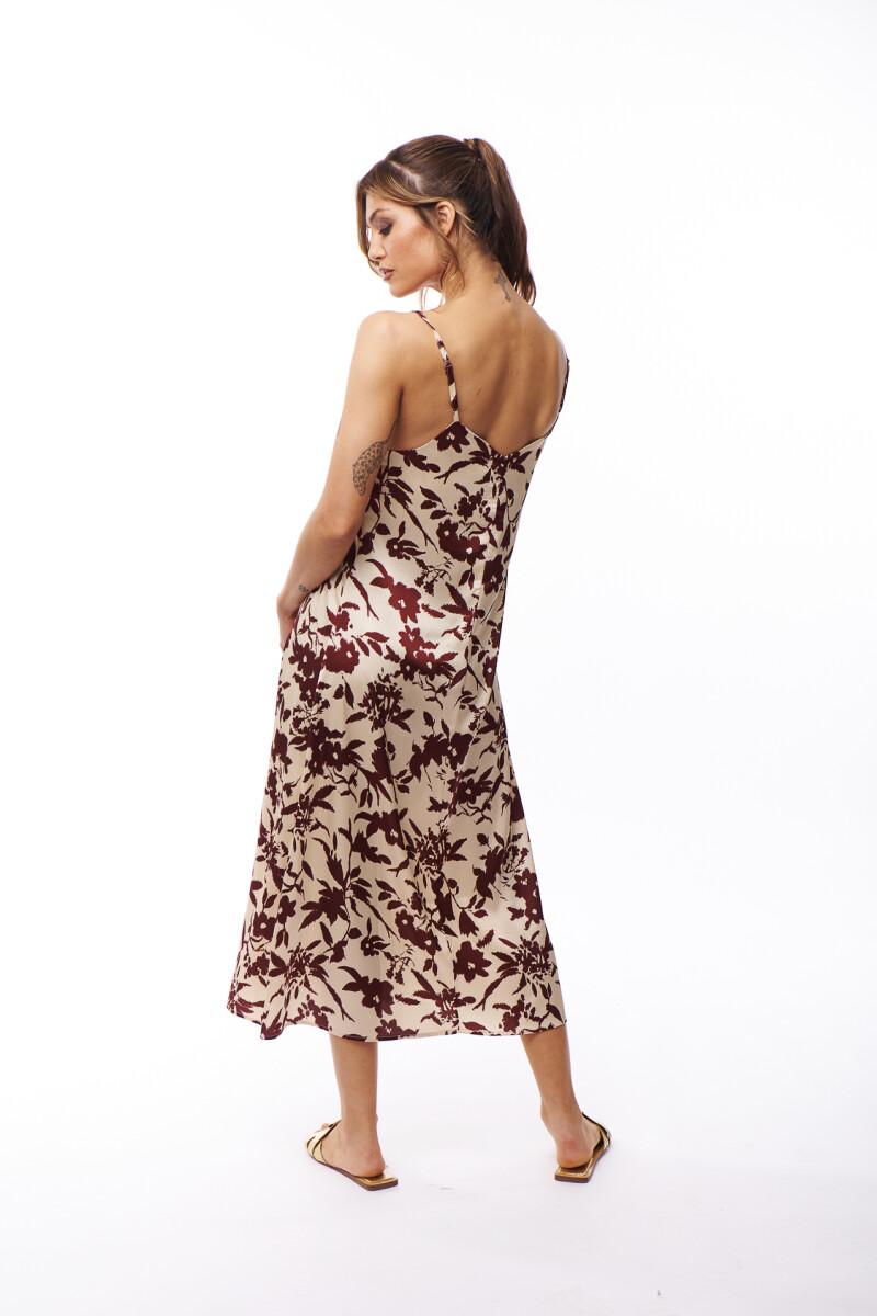 VESTIDO LENA ESTAMPADO BORDO Y CRUDO