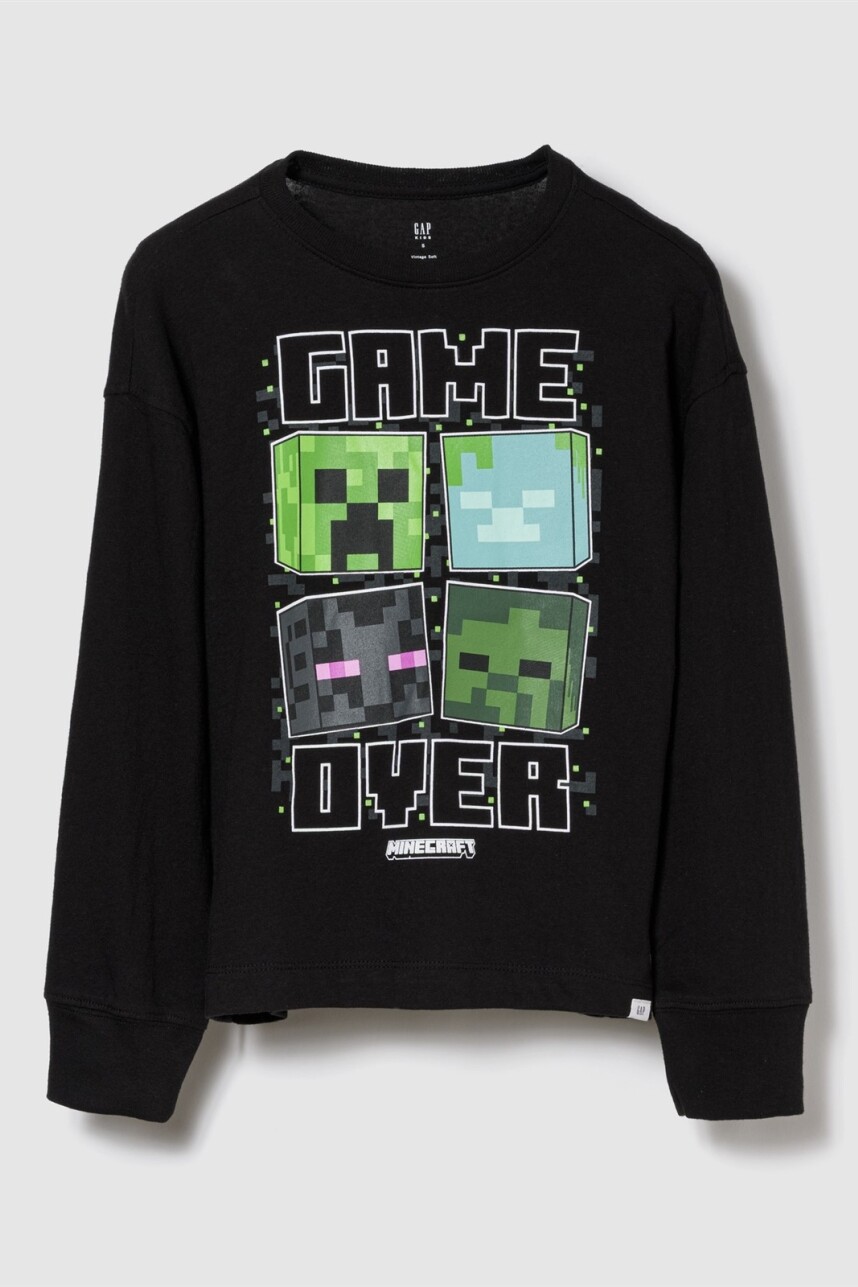 Remera Minecraft Niño Black 1