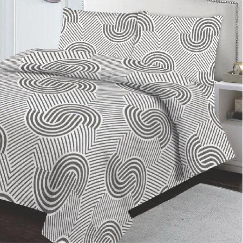 Juego De Sábanas 1 Plaza ESTAMPADOS Cotton Flor ONDAS ABSTRACATA GRIS