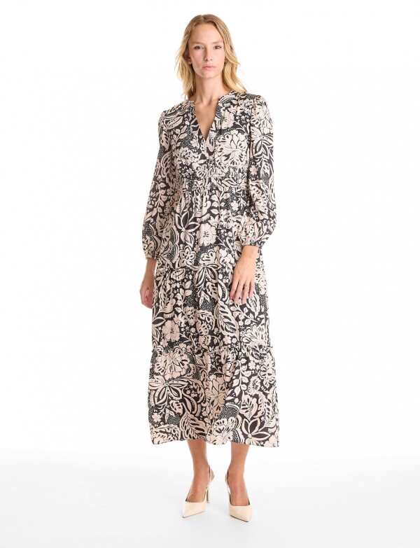Vestido Maxi Floral NEGRO/BEIGE