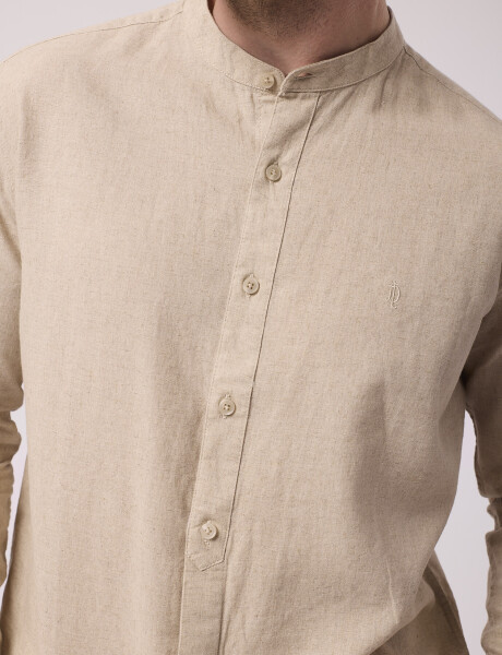 Camisa m/l lino lisa crudo