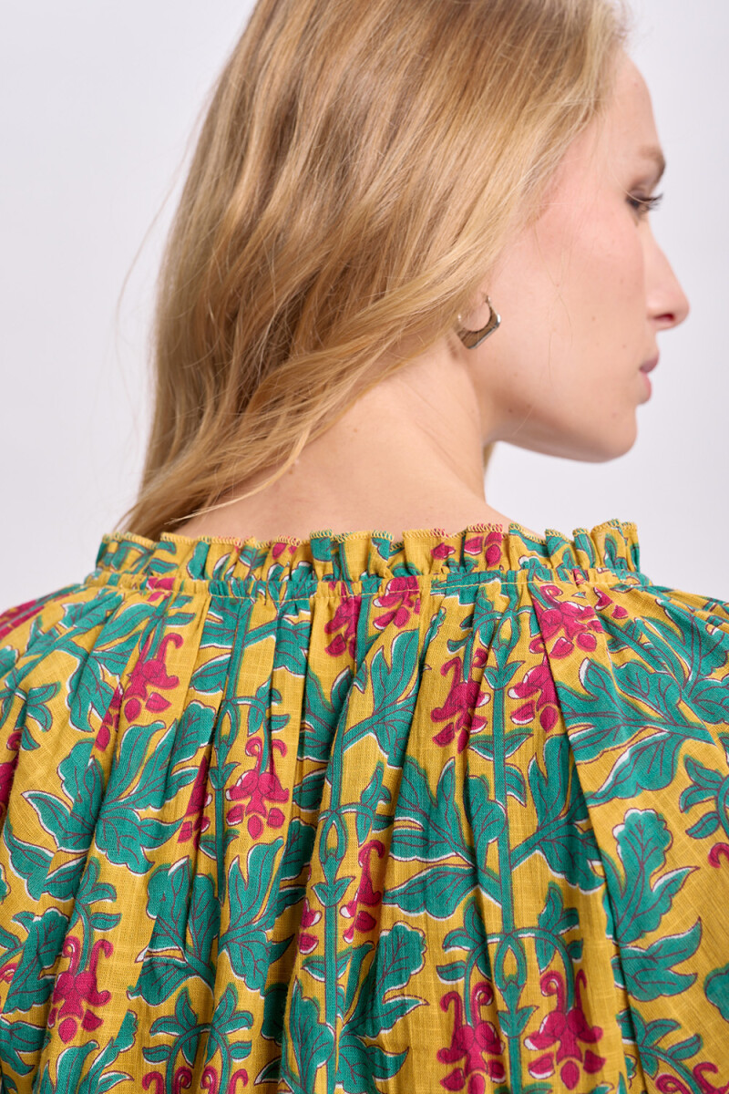 Blusa boho estampada Mostaza