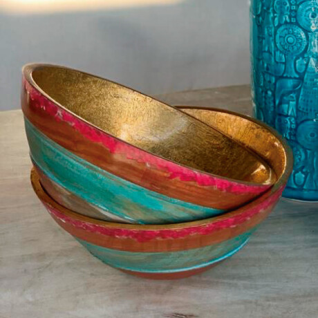 Bowl en madera esmaltada multicolor Bowl en madera esmaltada multicolor