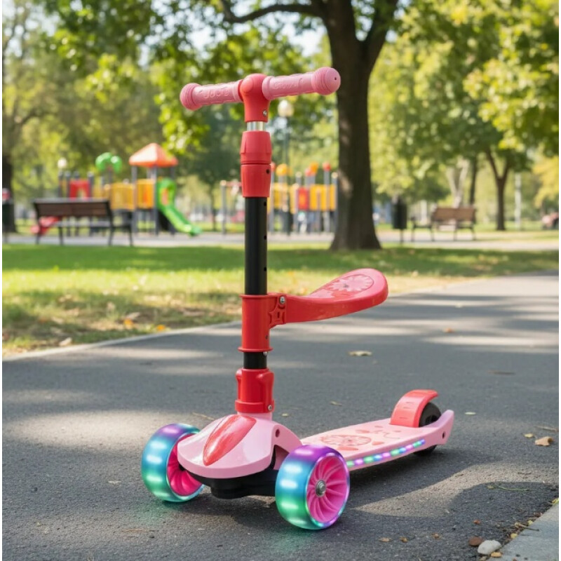 Monopatín Infantil3 Ruedas Para Niños Con Luces y Sonido Rosa