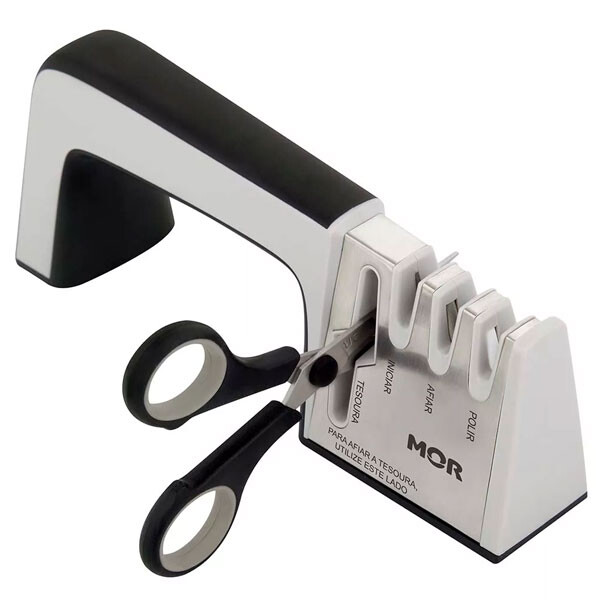 AFILADOR DE CUCHILLOS Y TIJERA 23X8.5 CM. PLATA