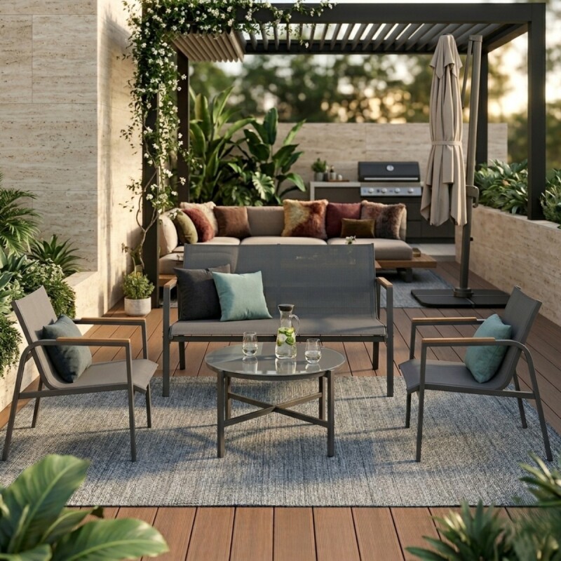 JGO DE JARDIN GRIS/NEGRO 4PZAS Unica