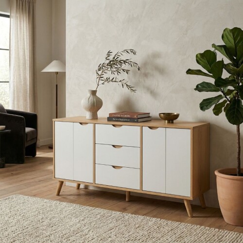 Aparador 2 Puertas 3 Cajones - Linea Dublin - Blanco Aparador 2 Puertas 3 Cajones - Linea Dublin - Blanco