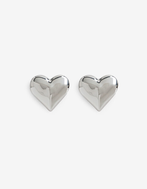 Aros Pasantes Metal Aros Pasantes Corazón - Plateado Rodio