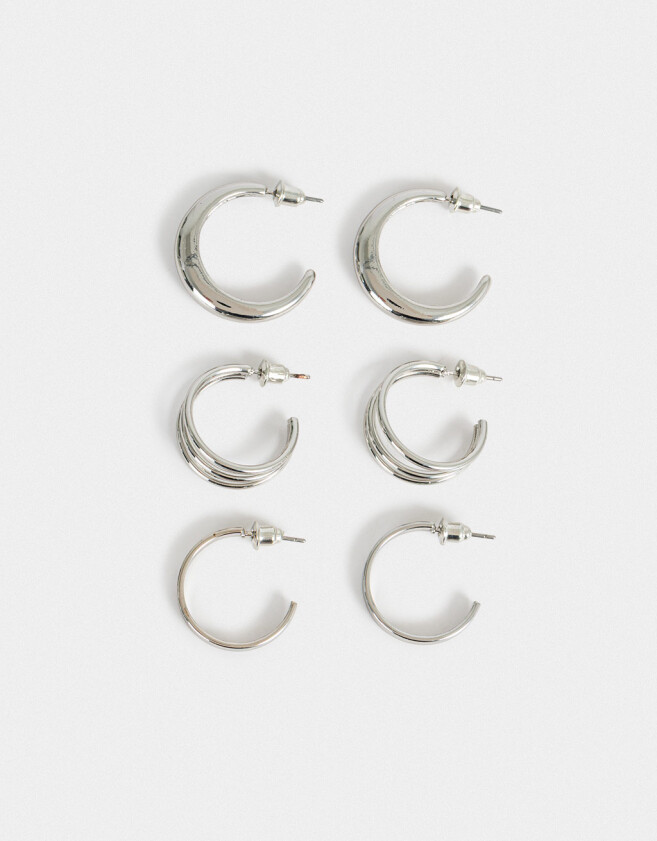 Aros Argollas Set Metal Set De Argollas Metálicas - Plateado