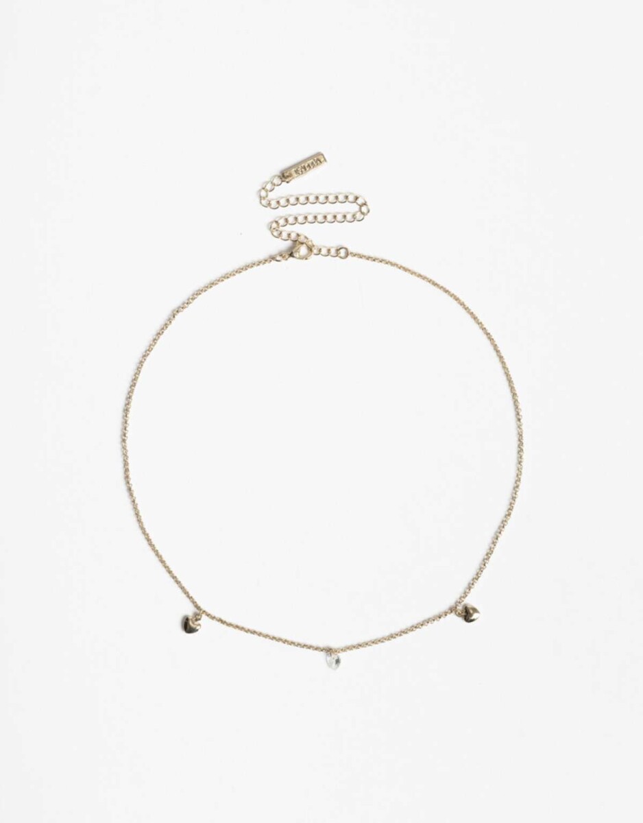 Collar Corto De Corazones Cubic - Dorado 