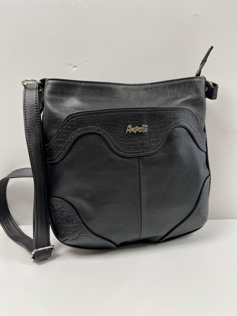 Bandolera de cuero vacuno - Negro 