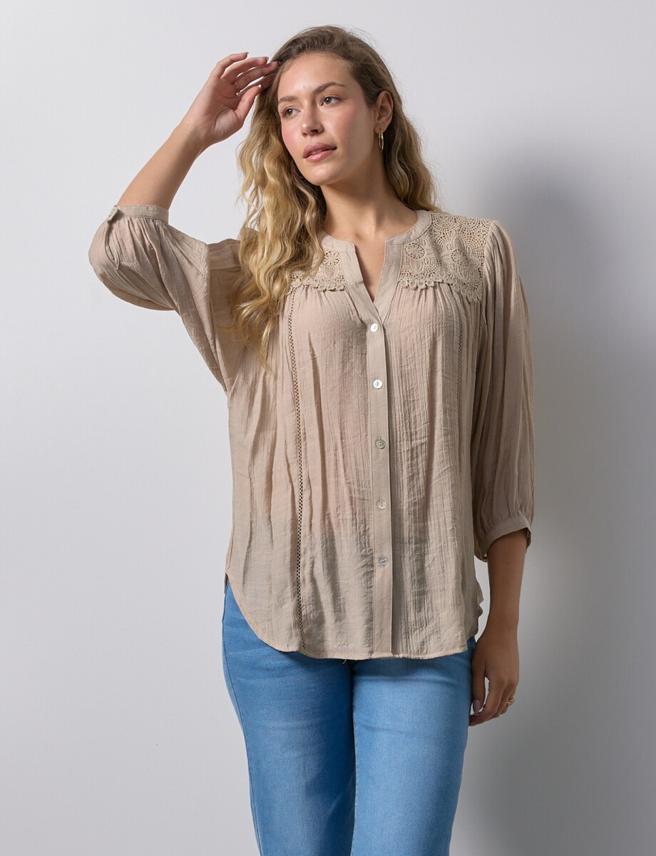 Blusa Crochet - Beige 