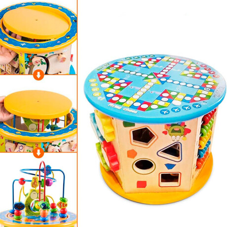 Juego Madera Cubo Multifunción 8 Juegos Didáctico Jug019008