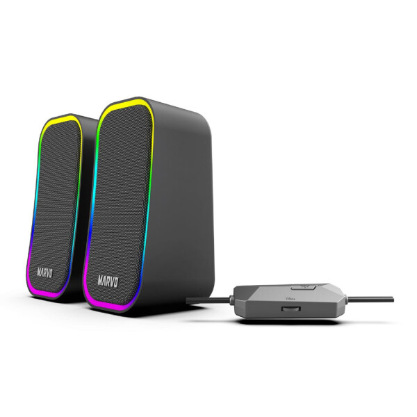 Parlante Gamer Pc Marvo Sg-285 2.0 Luz Rgb NEGRO