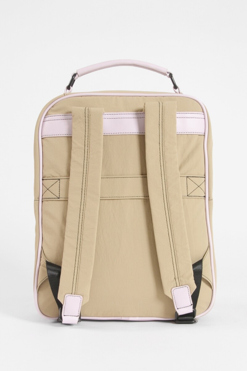 Mochila porta laptop cierres beige